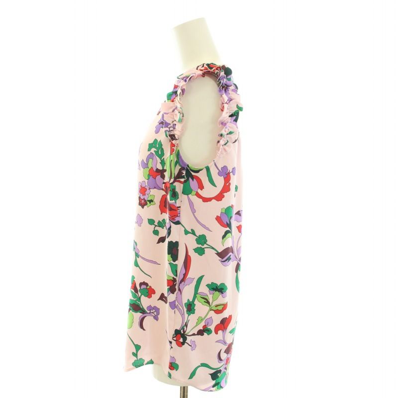 ケイトスペード KATE SPADE ブラウス カットソー Vネック ノースリーブ 花柄 フリル XS ピンク NJMUB456 /DK ■GY30 ■PN レディース ケイトスペード ブラウス Vネック ノースリーブ 花柄 フリル XS