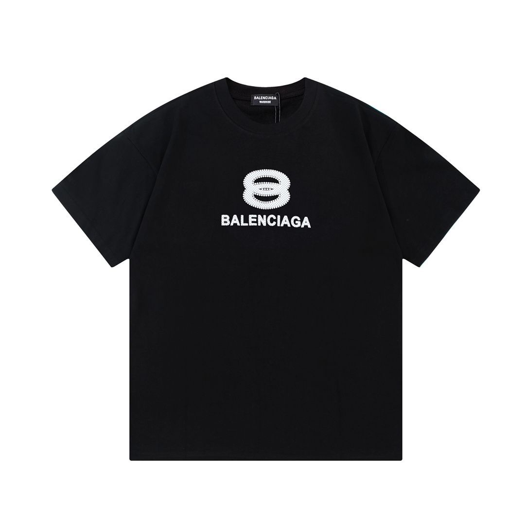 Balenciaga バレンシアガ24ssダブルBオーバーラッププリントロゴ半袖Tシャツ男女兼用 - メルカリ