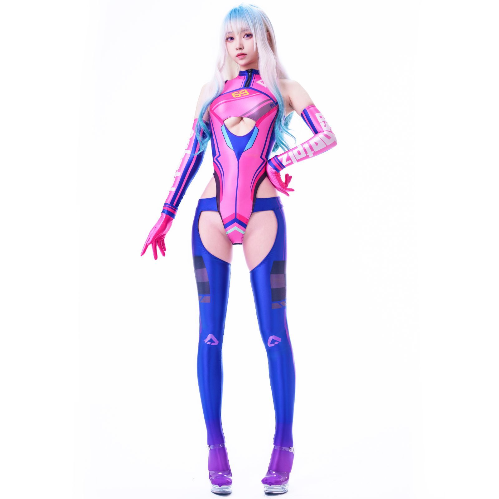 ヒーロー　コスチューム　ハイレグ LOST-G] セクシー 光沢 RQ レースクイーン アームカバー 手袋 シンプル 全身コスチューム レディースcosplay 大人用 水着 コスプレ衣装  仮装 変装 - メルカリ