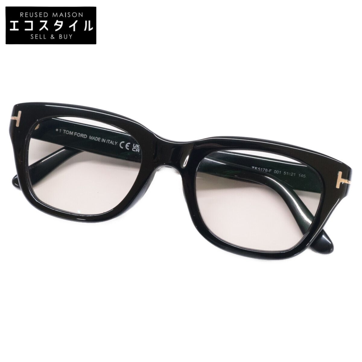 TOM FORD トムフォード TF5178 ブラック 度なし ケース付き TOM FORDトムフォードメガネTF-5178ブラックフレーム