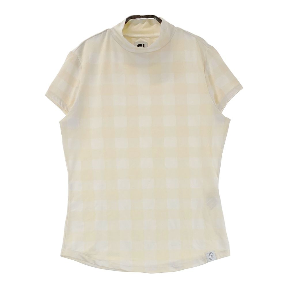 豊富な，2026 サイズ：L FOOT JOY フットジョイ  ハイネック 半袖Tシャツ チェッカー柄 ベージュ系 [240101513551] ゴルフウェア レディース ストスト シャツ