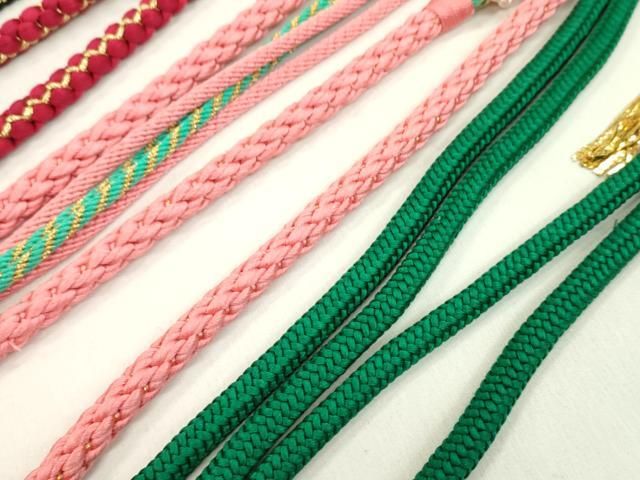 和装小物 振袖用飾り付き帯締め10本セット パール 金糸 切り房 平和