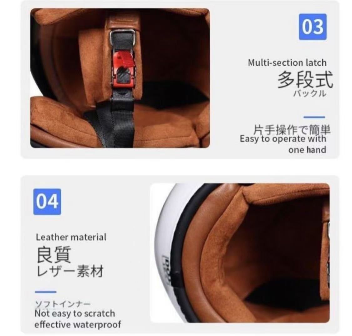 レトロハーレーフルフェイスヘルメット ダブルレンズ シールド2枚付き