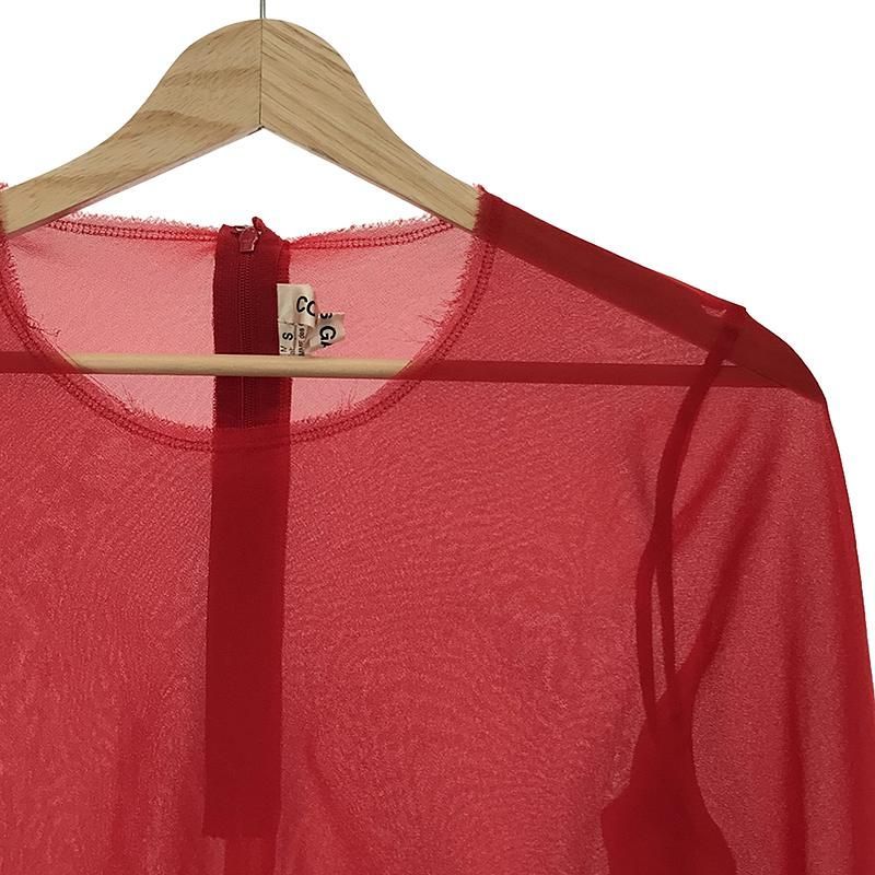 【美品】  COMME des GARCONS / コムデギャルソン | 2015SS | ポリエステル カットオフ ロングスリーブ シアー カットソー | S | レッド | レディース COMME des GARCONS / コムデギャルソン | 2015SS | ポリエステル