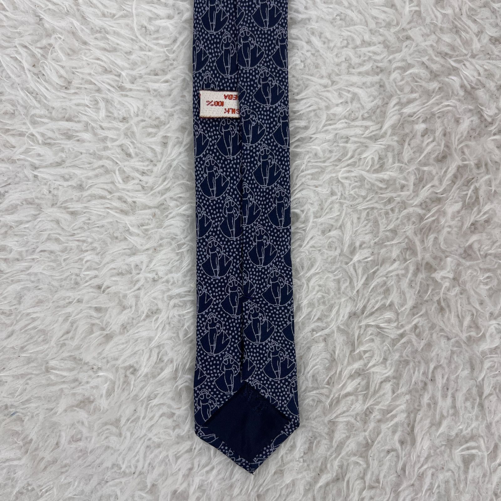 ロエベ ネクタイ 美品 ネイビー LOEWE ロエベ ネクタイ ロゴ 総柄 極美