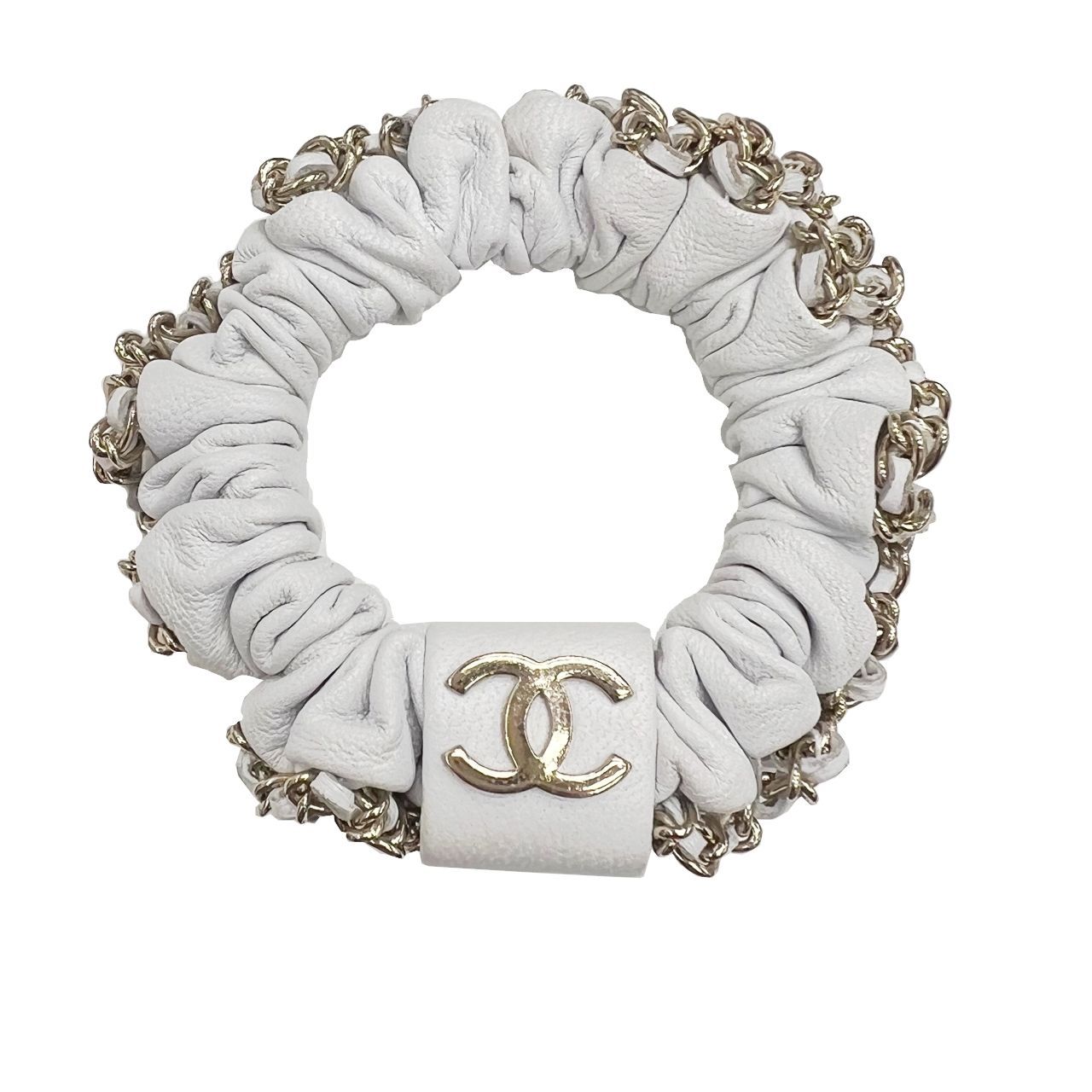 CHANEL レザーシュシュ ホワイト CHANEL レザーシュシュ ホワイト