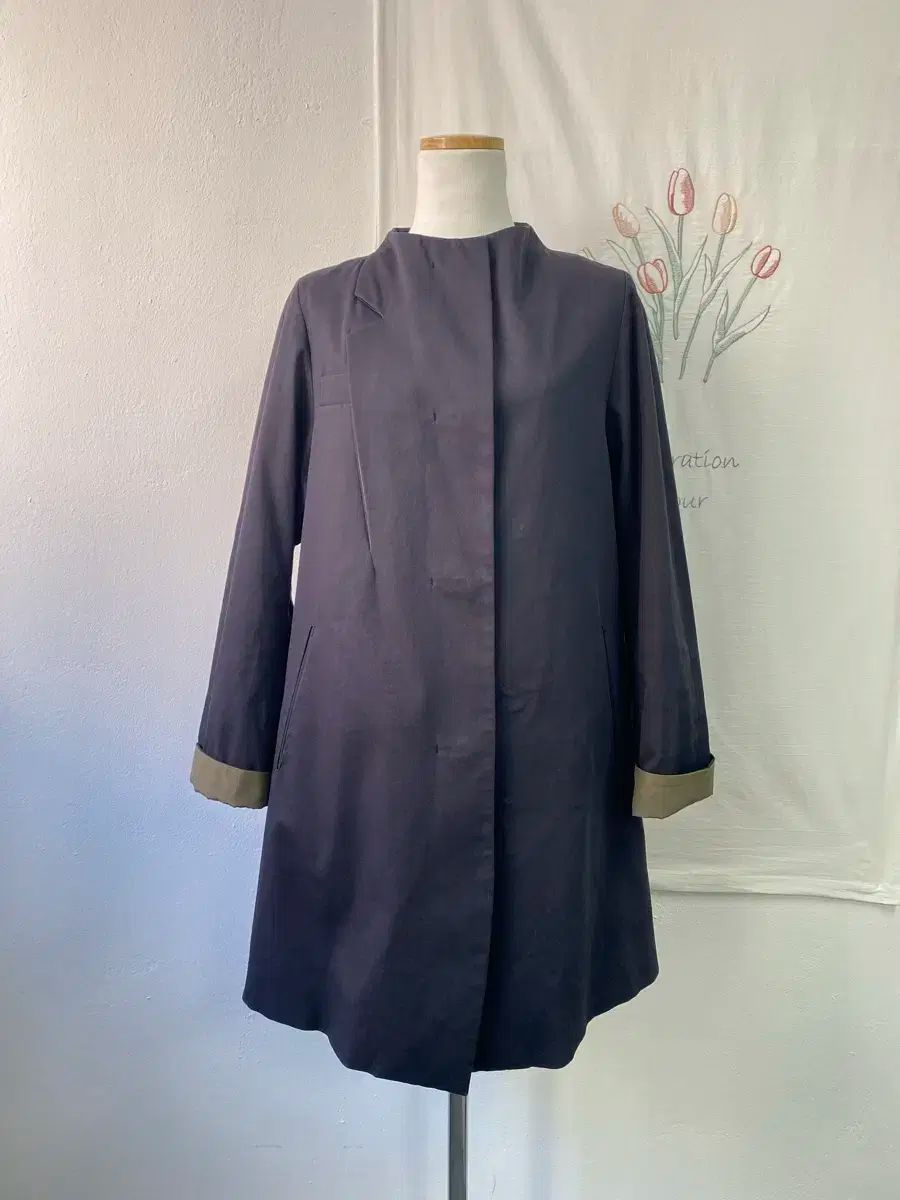 KUHO リー袖 バイカラー POINT カラーレスコート