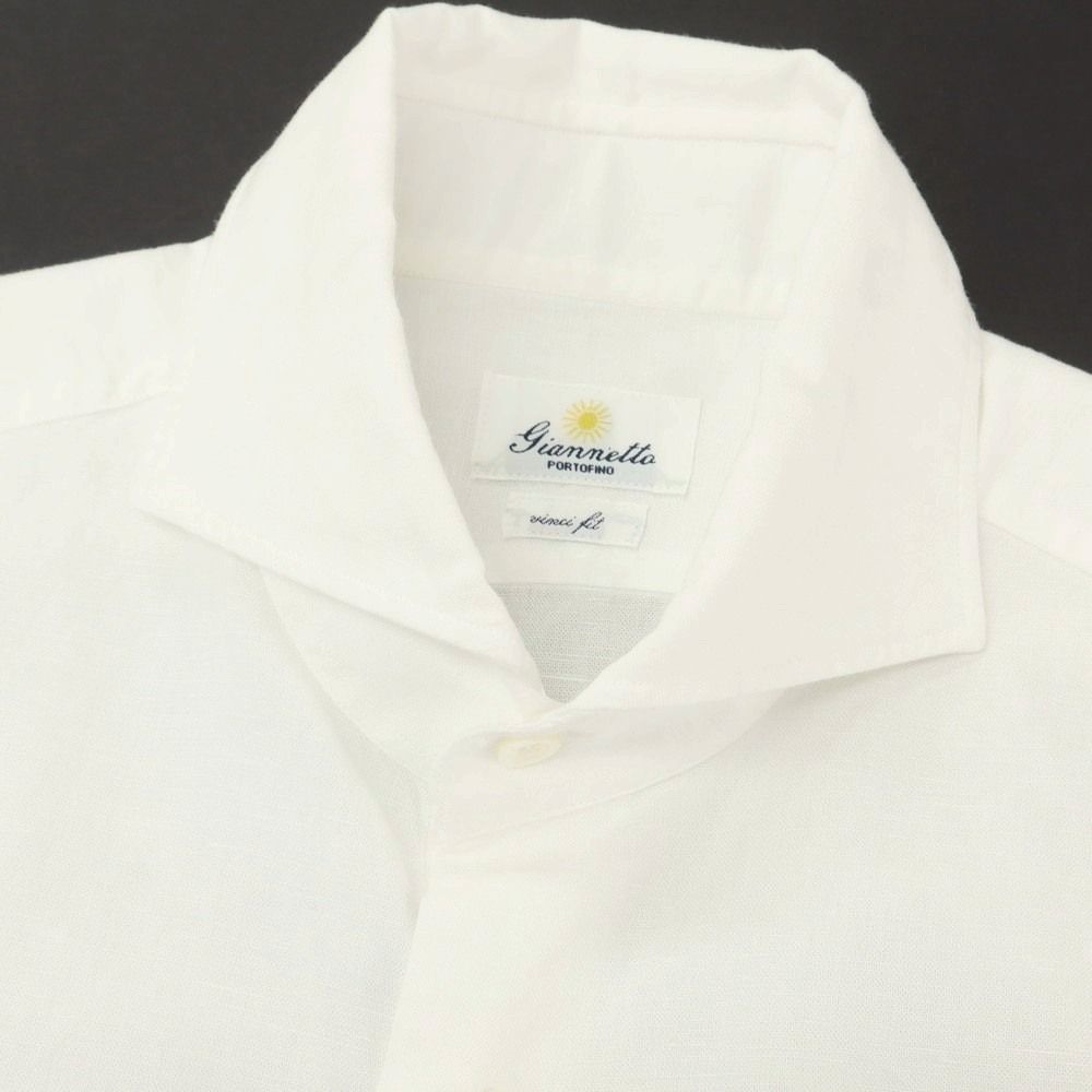 ジャンネット giannetto コットンリネン ホリゾンタルカラー 半袖