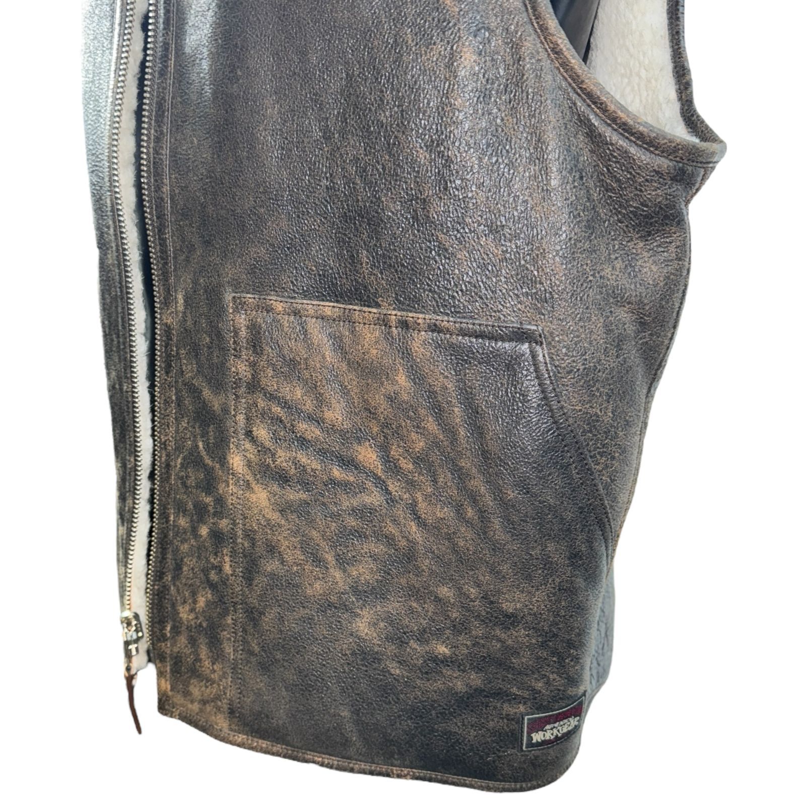 STUSSY】ステューシー ムートン リバーシブル レザーベスト M - メルカリ