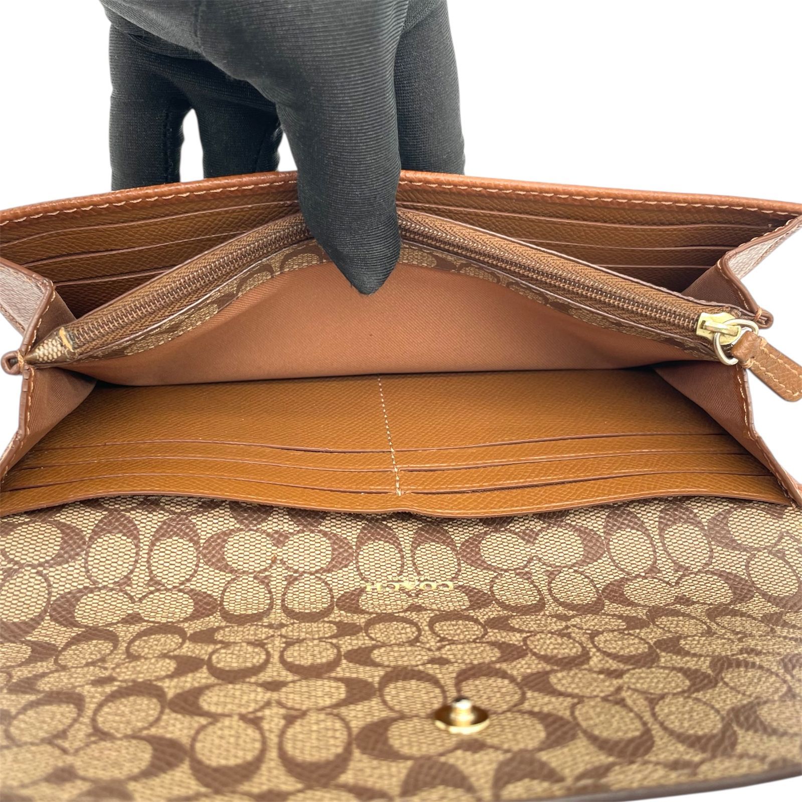 COACH コーチ 長財布 ポーチ 2点セット シグネチャー ブラウン F52628 