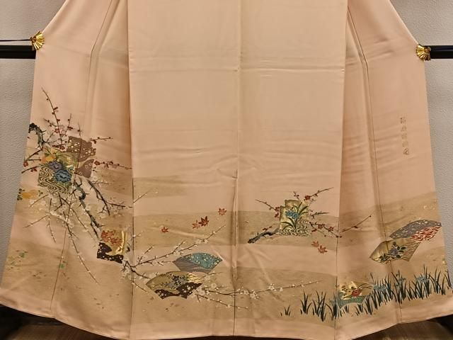 平和屋着物●豪華色留袖　寿光織　風景文　金銀糸　正絹　逸品　AABD8650fy 平和屋着物□豪華色留袖 寿光織 人物風景文 暈し染め 金