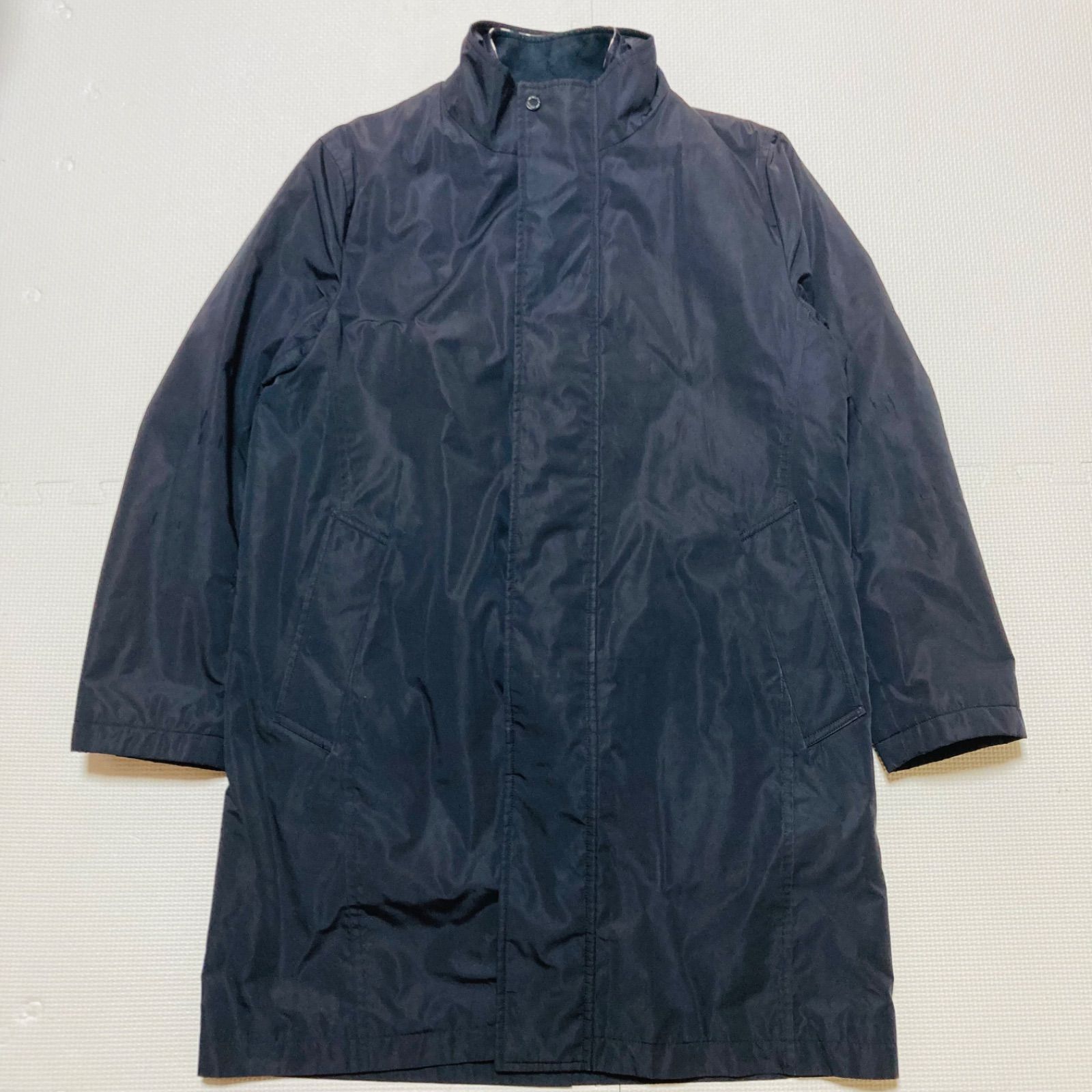 未使用⚑ アクアスキュータム　ステンカラーコート　ダウンベスト シルク　ネイビー 未使用⚑ アクアスキュータム ステンカラーコート ダウンベスト シルク