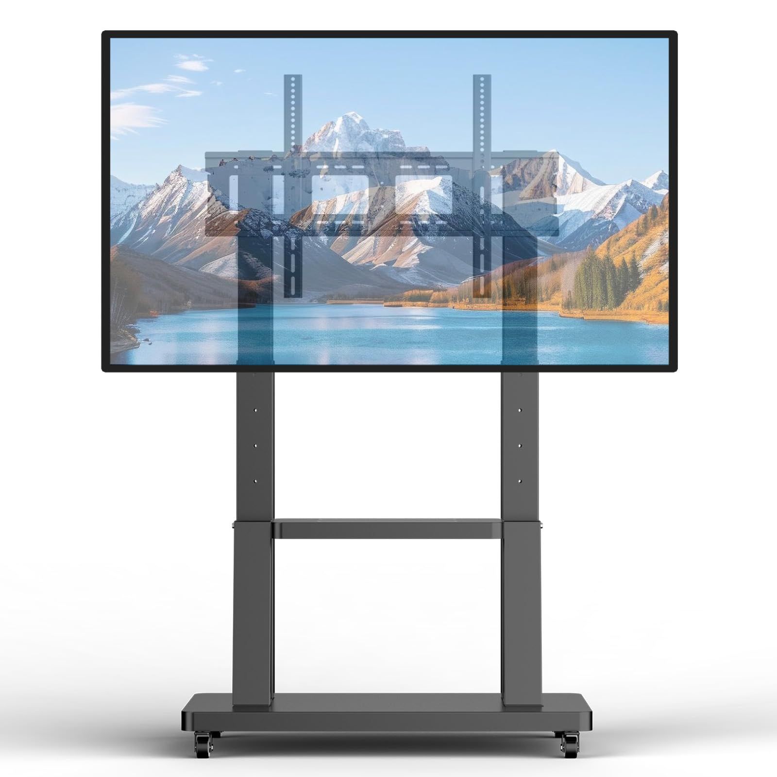 特別価格 家用|学校|病院|ビジネス展示用 棚板付 移動式テレビ台 ブラック tv台 自立式 液晶|LED|LCD MOUNT TV 高さ調節 耐荷重100kg VESA|横200-900mm|縦200-600mm 対応 ハイタイプ 壁寄せスタンド 大型テ