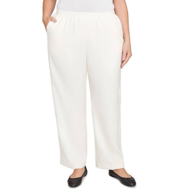 【送料無料】 アルフレッド ダナー レディース カジュアルパンツ ボトムス Plus Size Alfred Dunner All Around Elastic Poly Short Length Pants Ivory