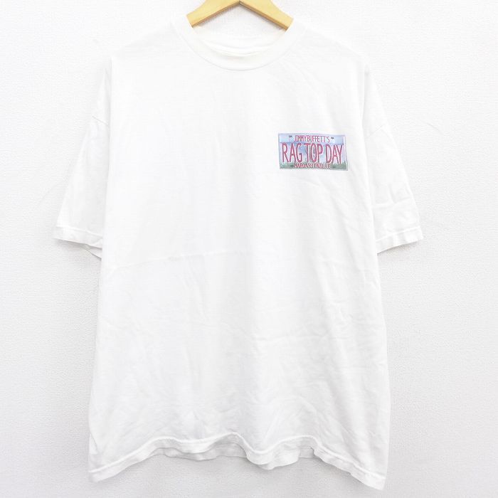 XL/古着 半袖 ビンテージ ロック バンド Tシャツ メンズ 00s ジミーバフェット 大きいサイズ コットン クルーネック 白 ホワイト  22may - メルカリ