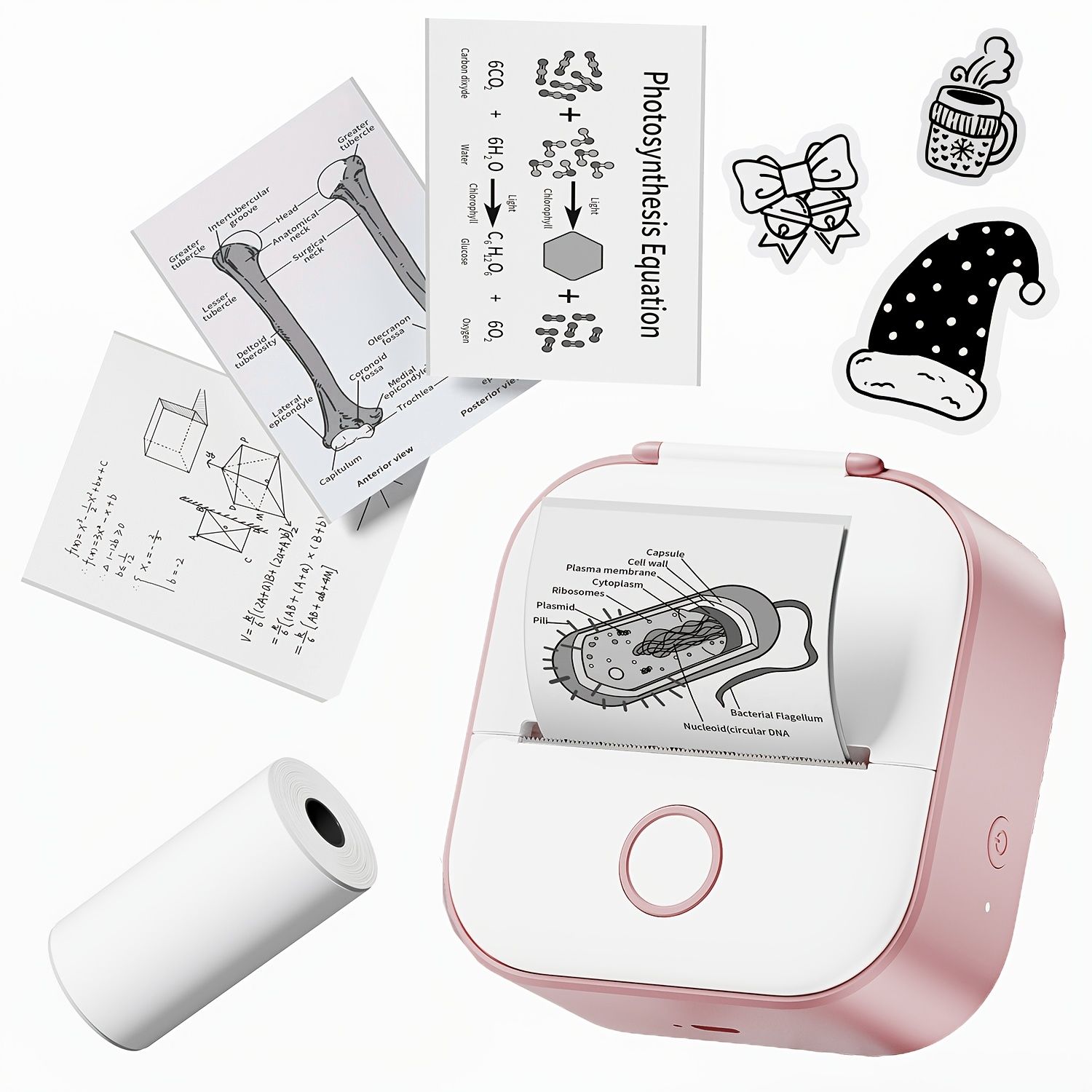 Phomemo Mini 携帯用プリンター - T02 小型写真プリンター 携帯電話用、サーマルワイヤレスノートプリンター 勉強、学習ノート、解剖図、写真、日記、携帯電話とタブレットに対応