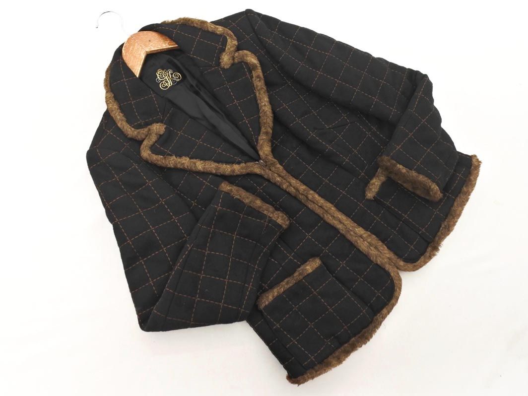 伊太利屋 La Moda GOJI フェイクファー ステッチ ジャケット size11/黒