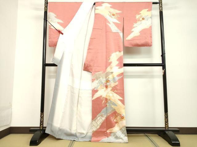 平和屋着物○創業460年・千總 訪問着 絞り 刺繍 草花文 金彩 正絹 逸品  