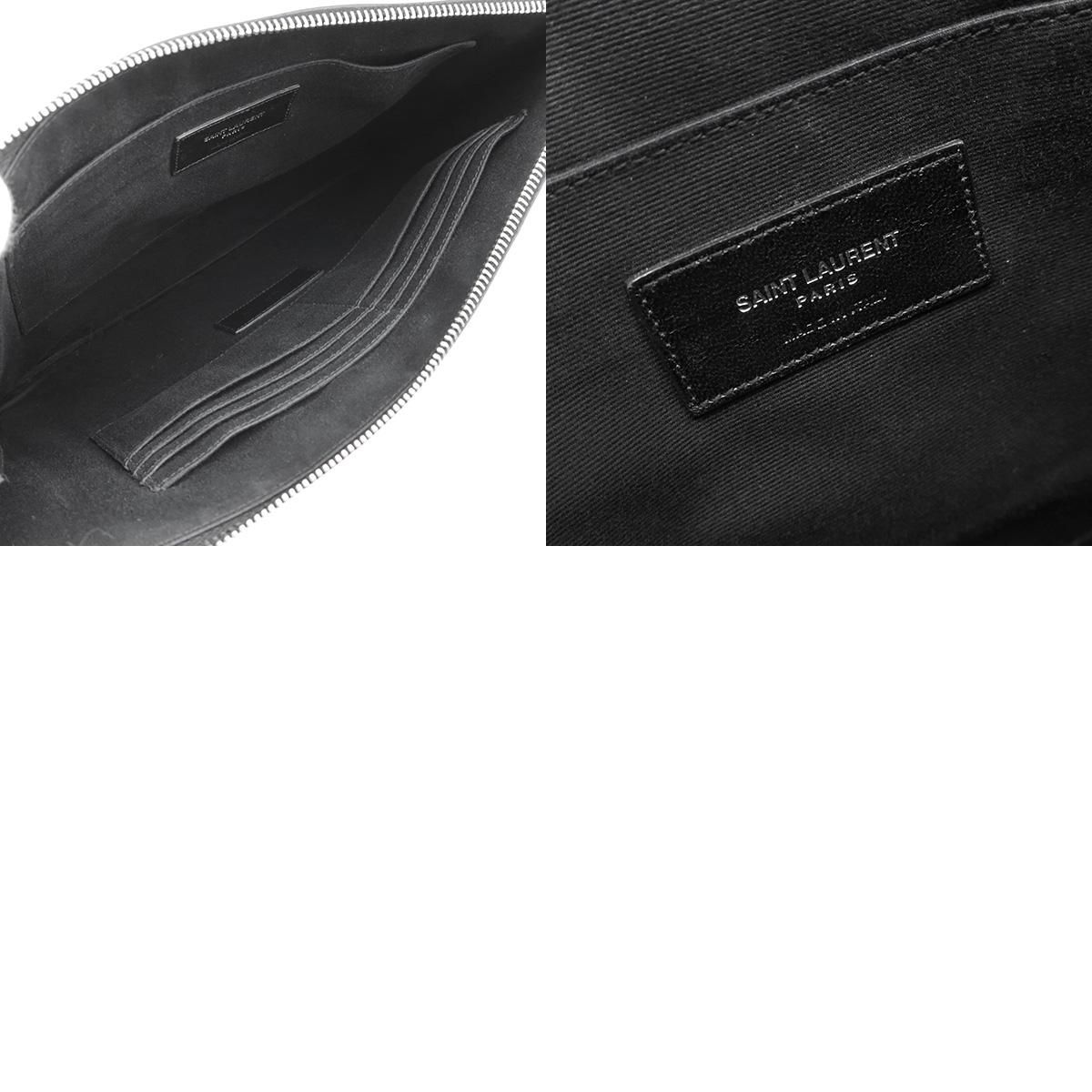 サンローランパリ SAINT LAURENT PARIS ロゴ ワッペン 397295 ポーチ カバン クラッチバッグ レザー ブラック