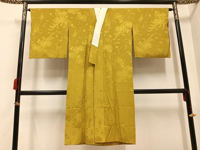 平和屋着物●長襦袢 無双仕立て 花地紋 芥子色 やまと誂製 正絹 AABA8187ph
