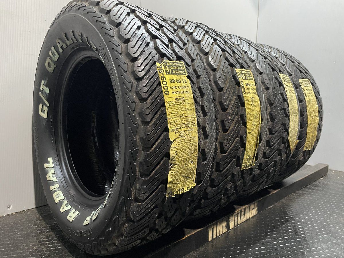 DUNLOP RADIAL G|T QUALIFIER BR60-13 LOAD RANGE B 13インチ 夏タイヤ 4本 ホワイトレター 旧車タイヤ MTM581
