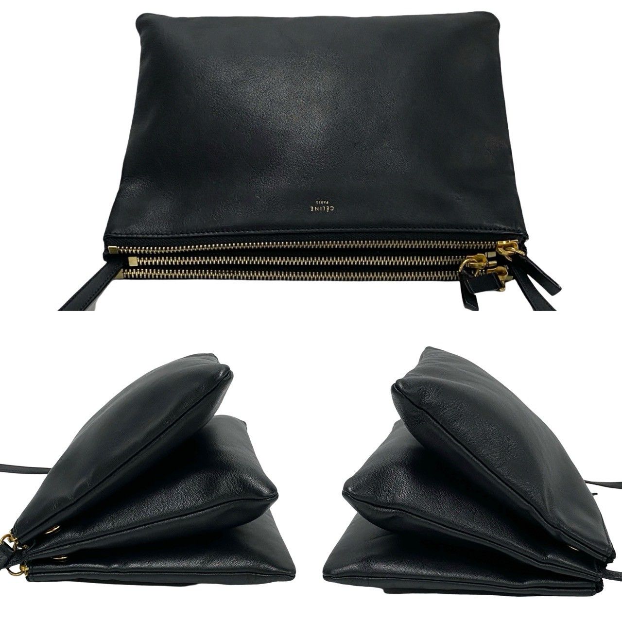 極 美品 希少品 保存袋付き CELINE セリーヌ トリオ ラージ