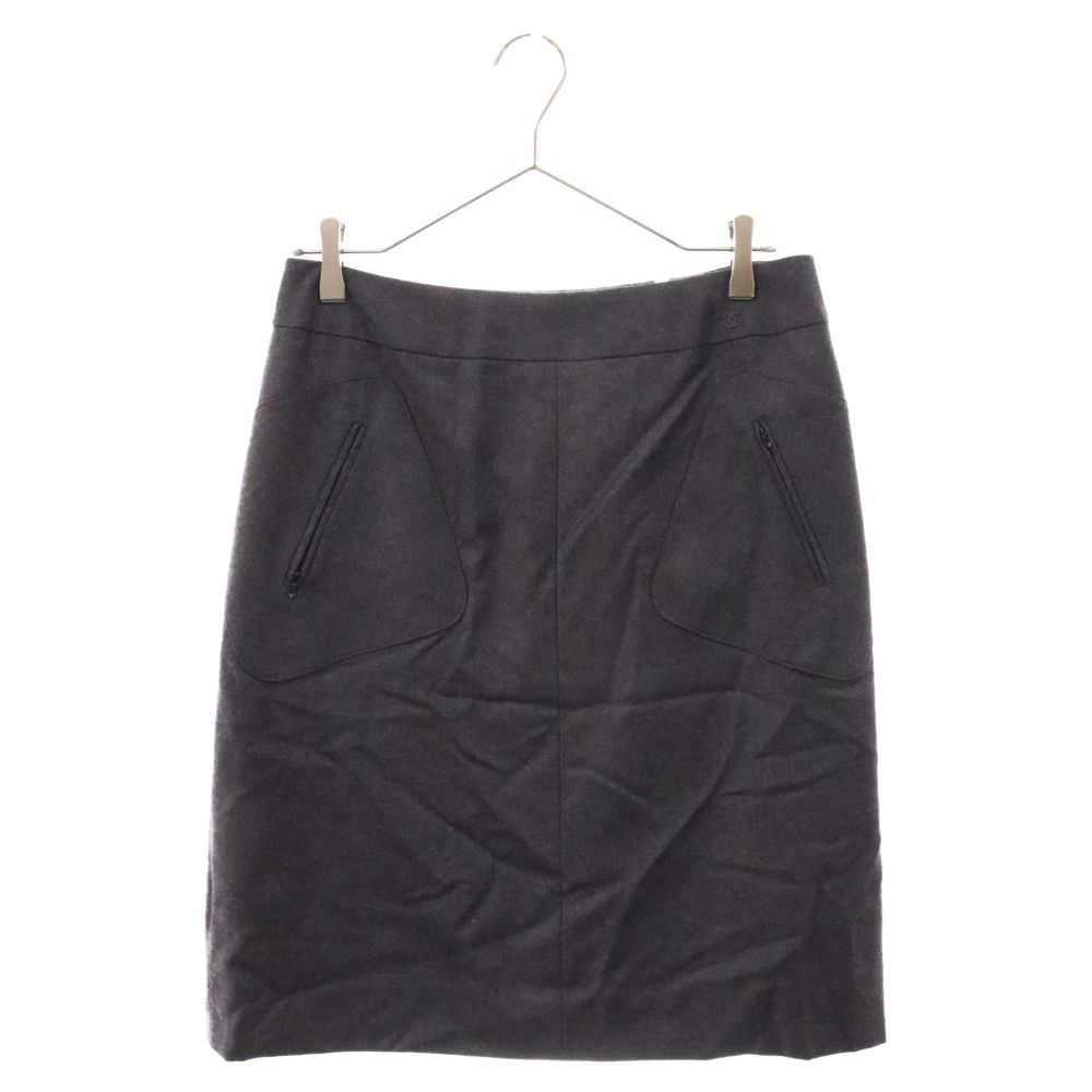 CHANEL ジップポケット ウールスカート