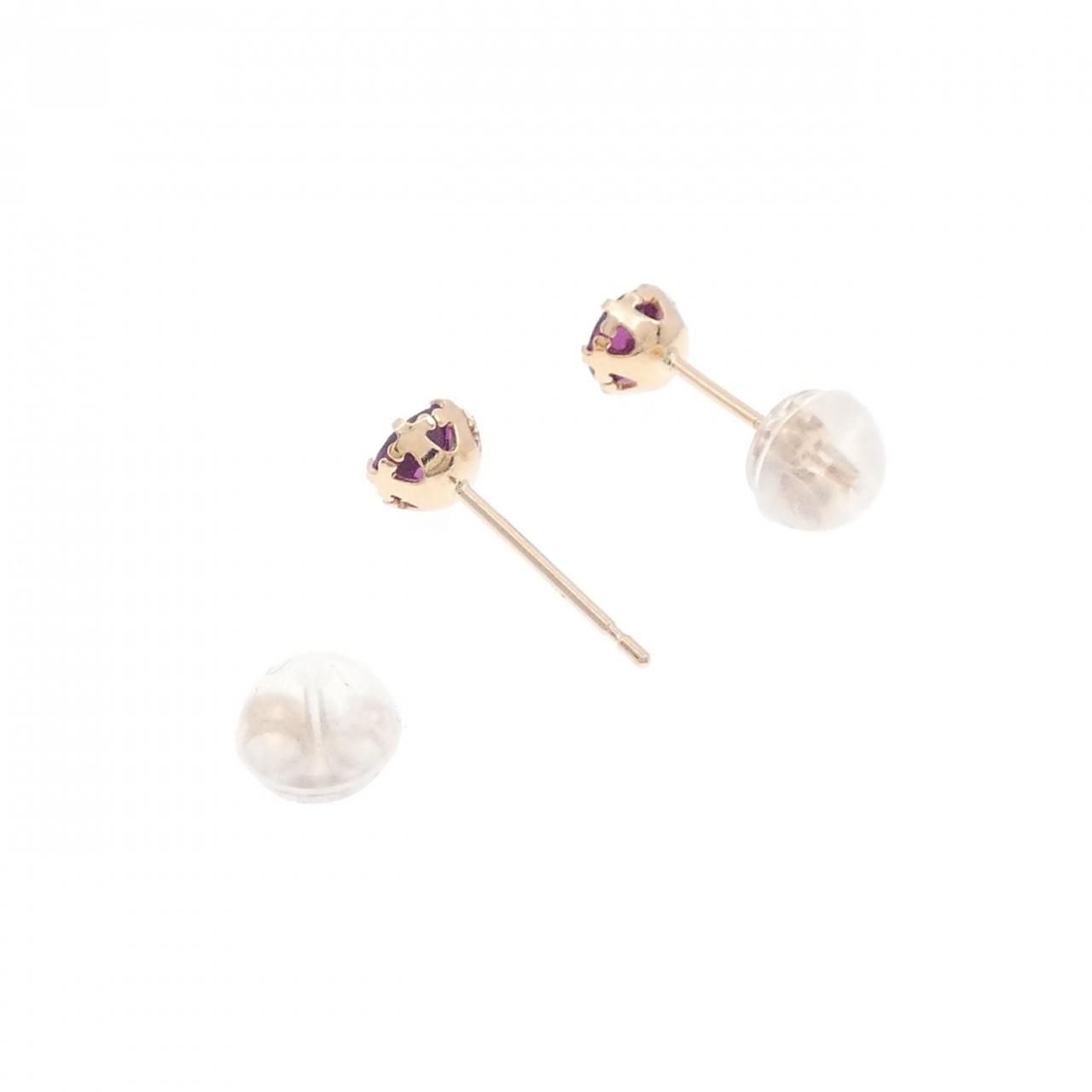 K18PGガーネットピアス　新品未使用品 ロードライトガーネット ピアス K18PG 18k 18金 4mm ピンク
