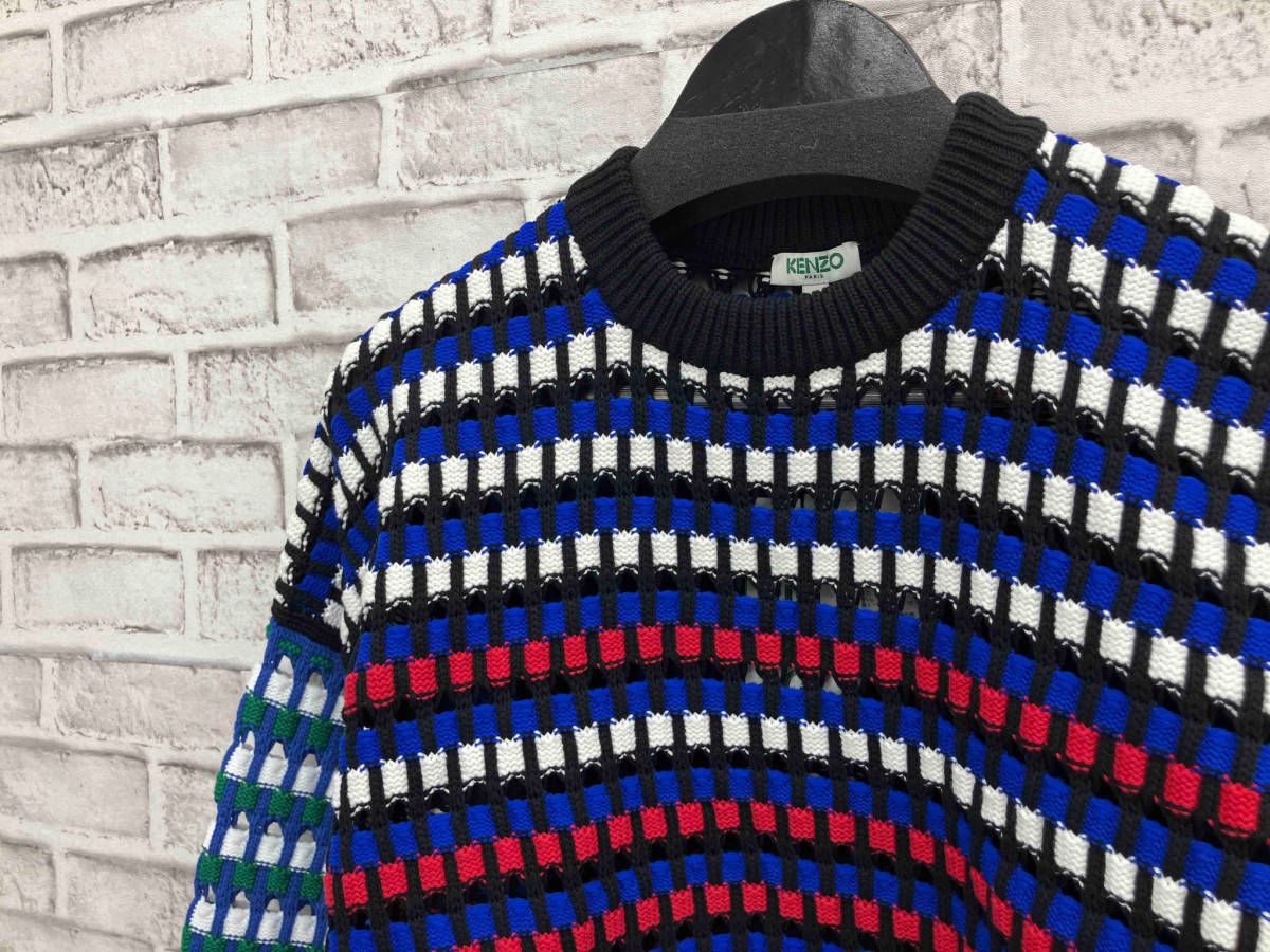 【未使用・タグ付】KENZO Paris ケンゾー マルチカラー ローゲージ ニット プルオーバー 長袖 XL トルコ製
