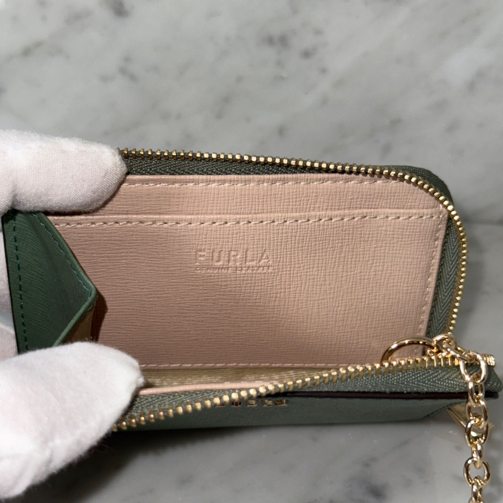 美品 FURLA フルラ コインケース 小銭入れ グリーン 緑 パステルカラー 
