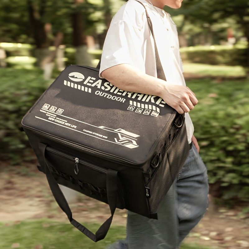 60L 防水アウトドアキャンプ収納ボックス - 耐久性のあるオックスフォード生地 多機能チェッカーボードデザイン 防湿＆広々としたコンパートメント 旅行＆キャンプ用品 ハイキングアクセサリー用 | スタイリッシュな収納ソリューション | 防水構造 キャンプア
