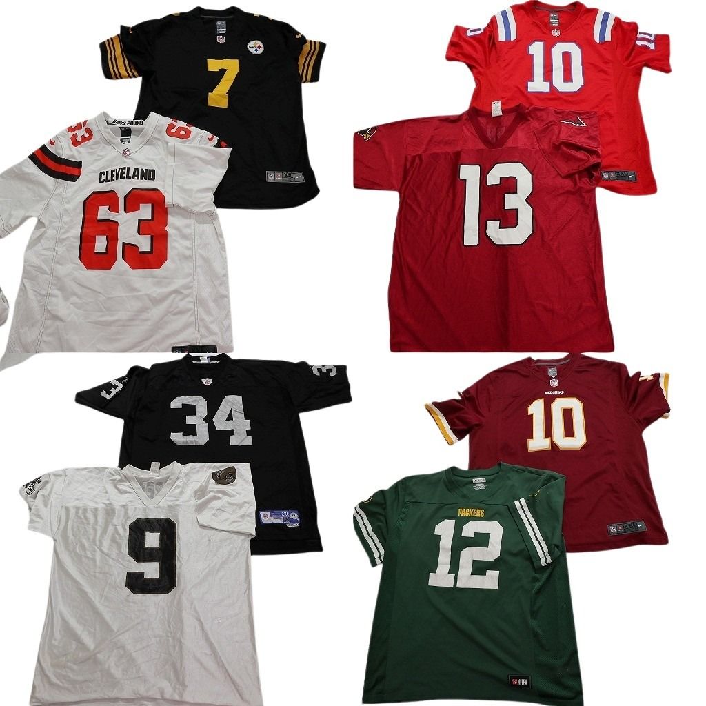 古着卸 NFL ゲームシャツ ユニフォーム 8枚セット メンズ 2XL ナイキ パッカーズ スティーラーズ 古着 NA6178