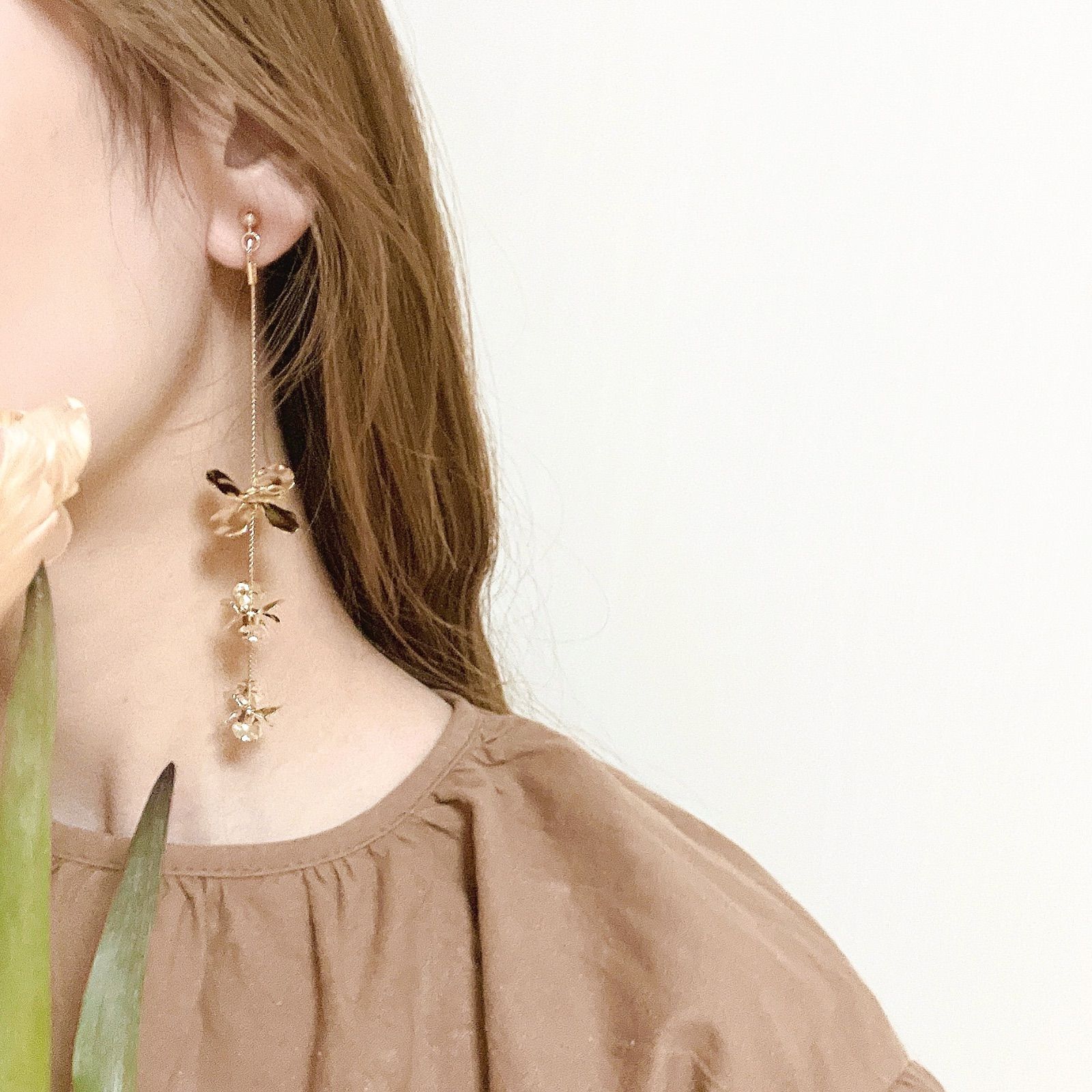 sweet pea YG ロングピアス チャーム スイートピー 18金 オンラインショップ めろんくりーむ様用【sweet pea