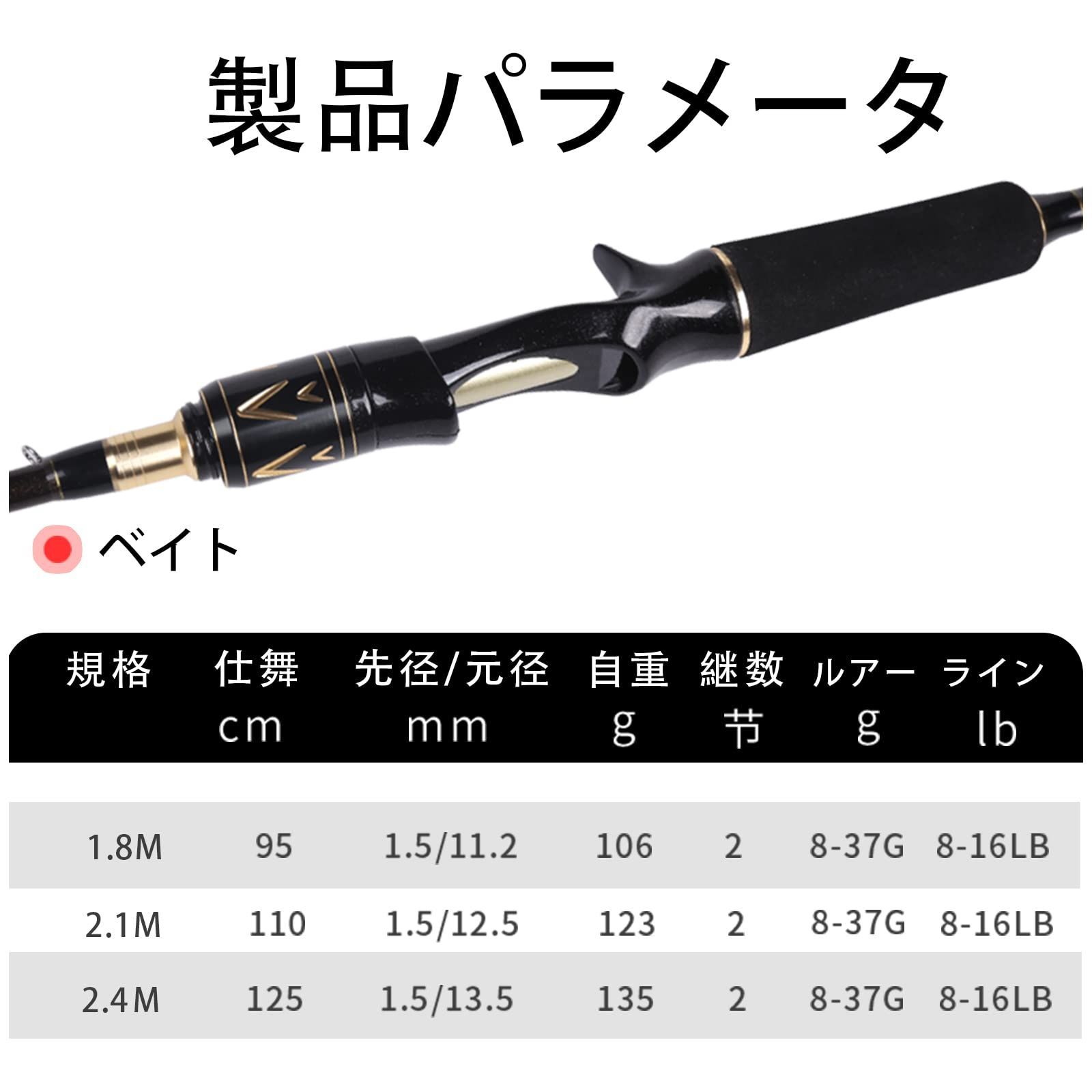 【特価商品】釣り竿 EVAグリップ コンパクト カーボン製 超軽量 エギングロッド スピニングロッド 海水淡水適用 ベイトロッド シーバスロッド 1.8M/2.1M/2.4M… Dananier-SHARK