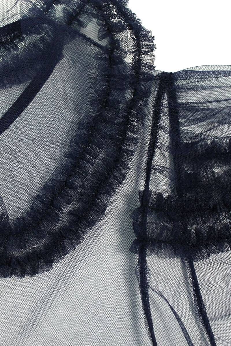 フェンディ FS7328 AC6Q ラウンドカラーインナー付きチュールブラウス  