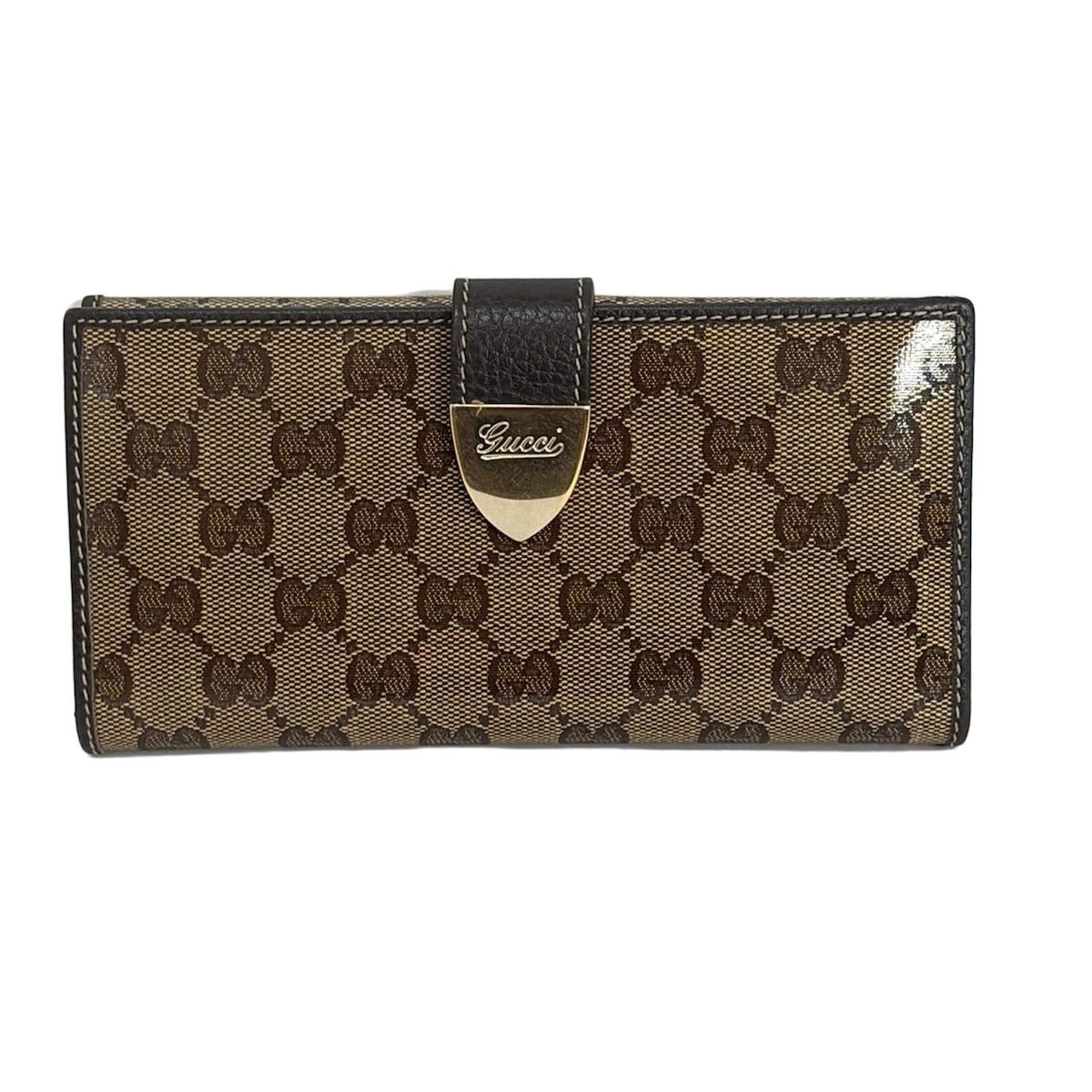 GUCCI グッチ 長財布 クリスタルGG 231837 アイボリー×ダークブラウン レザー