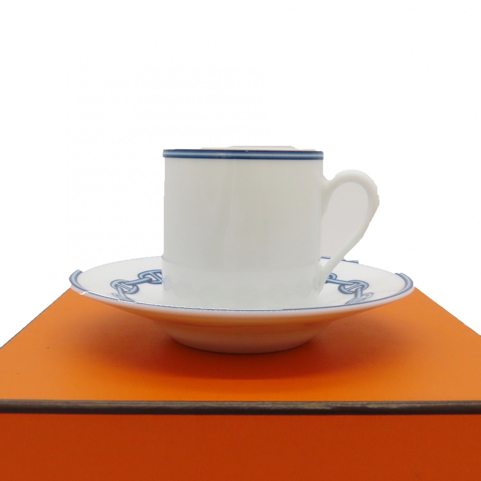HERMES エルメス カップ＆ソーサーセット シェーヌダンクル 青×白 陶器 食器 A2300343 無料ギフトラッピング承ります