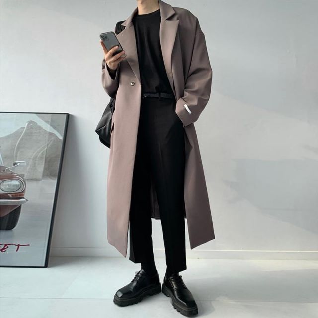 秋冬 コーデ メンズ 服 シンプル ファッション オシャレ 大人 かっこいい 大きいサイズ ストリート 紳士服 ウール コート ミディアム丈 ウインドブレーカー 韓国スタイル レトロ