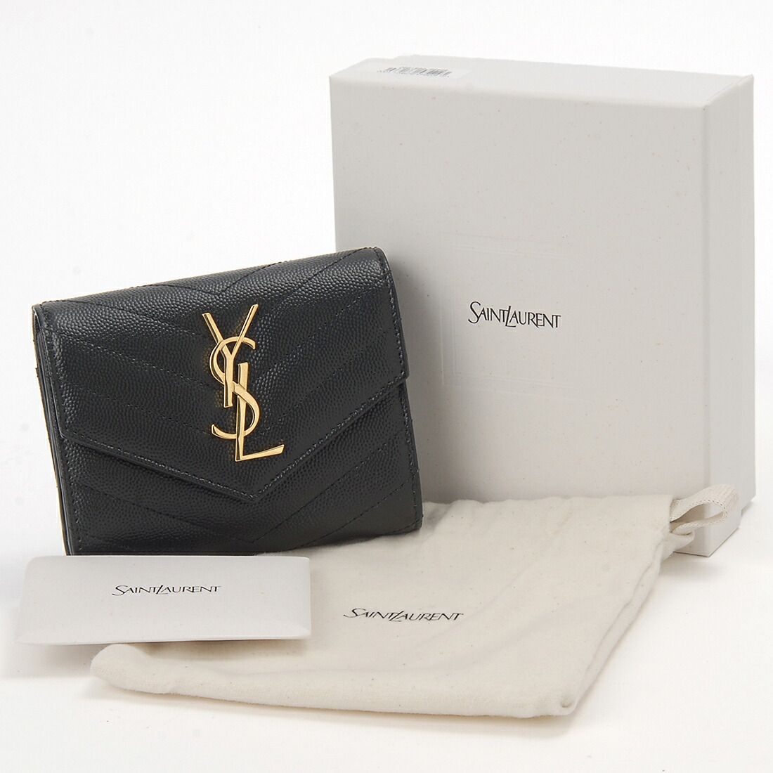 SAINT LAURENT サンローラン 三つ折り財布 レディース ブラック