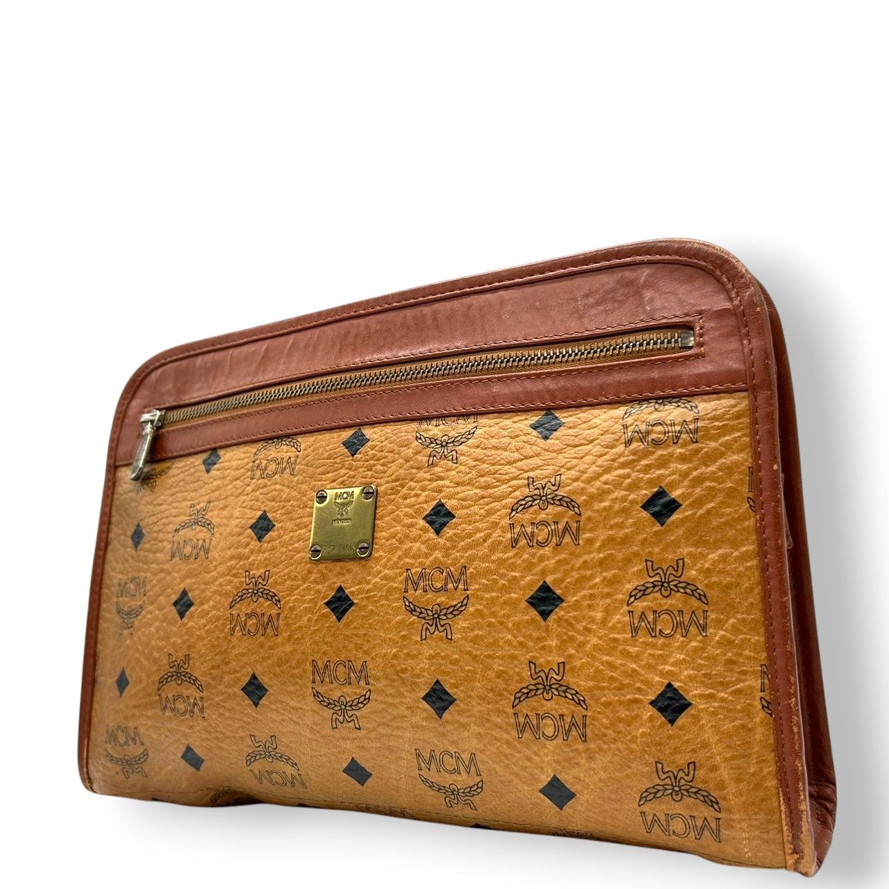 MCM ヴィンテージ ロゴグラム レザー クラッチ セカンド バッグ