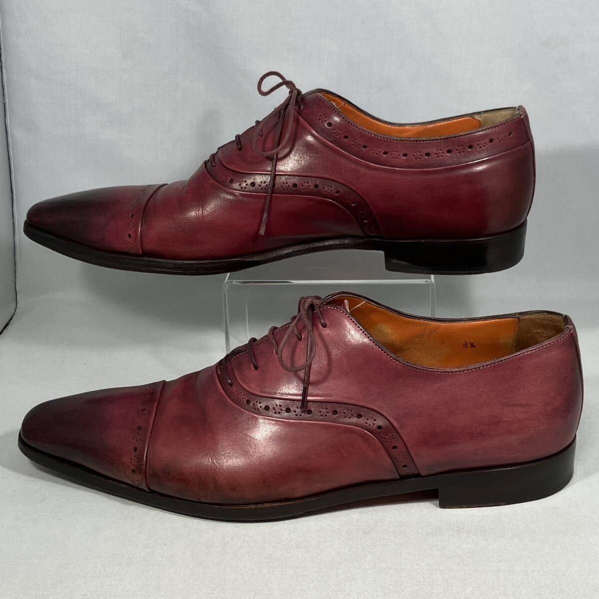 SANTONI サントーニ ストレートチップ ボルドー ドレスシューズ 革靴 8,1/2 - メルカリ