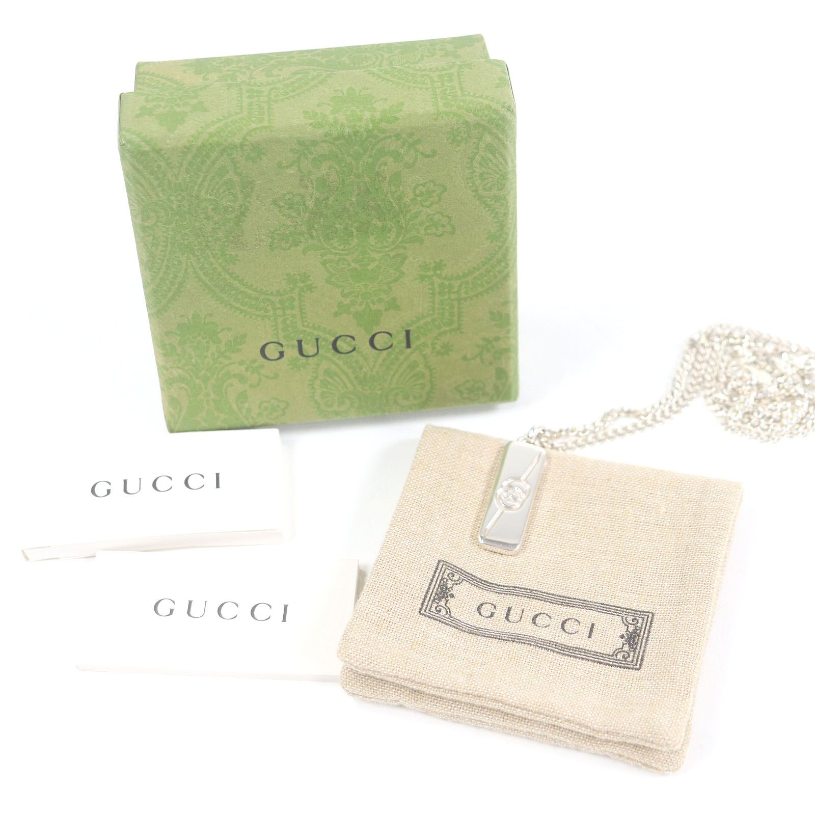 新品仕上 グッチ インターロッキングG SV925 ネックレス トグル 箱 袋 GUCCI グッチ インターロッキングG ペンダント ネックレス SV925