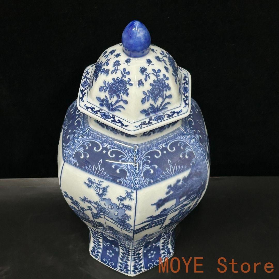 清乾隆青花花?六方将?罐 景徳鎮 陶磁器 装飾品 現代工芸品 美術品 置物