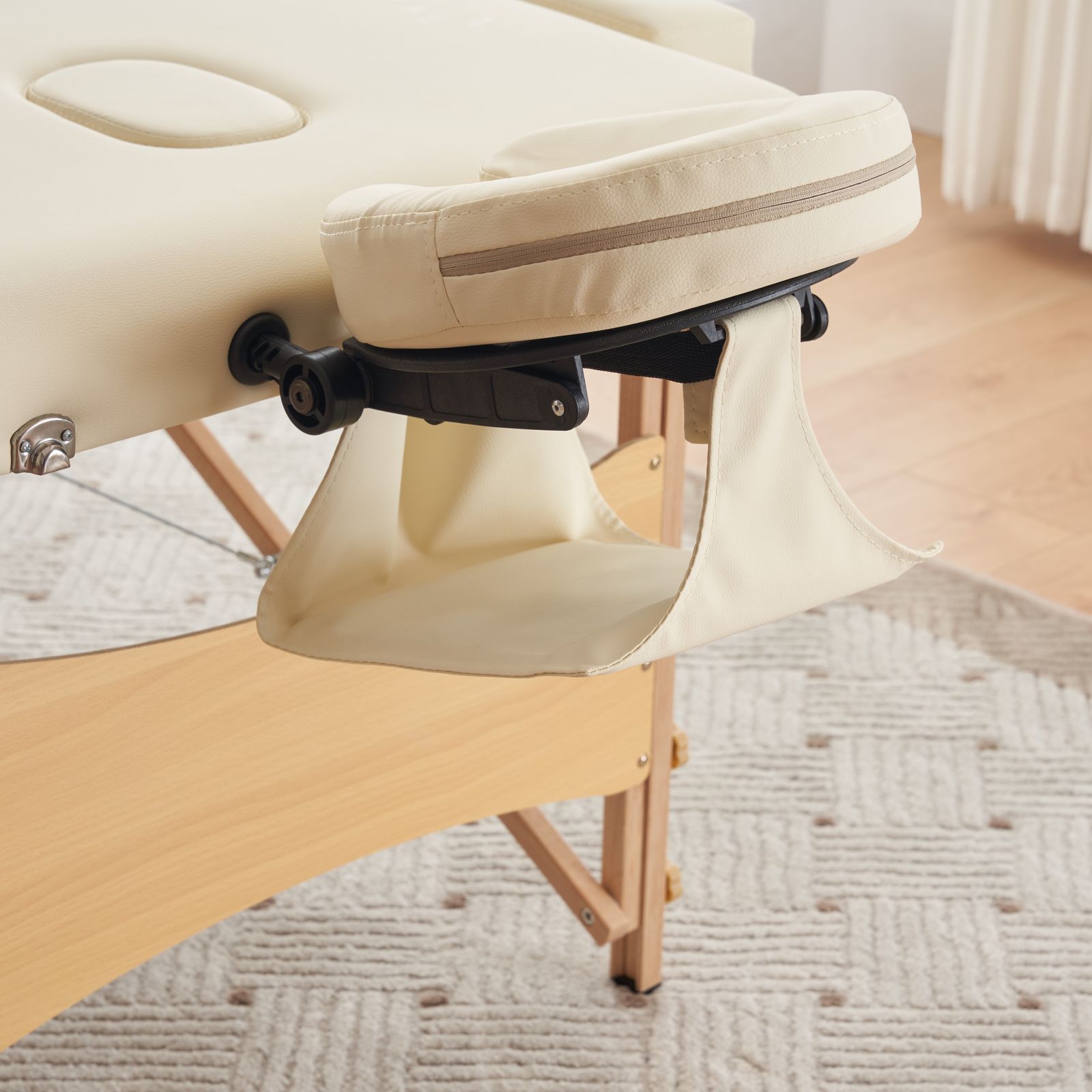 アイボリー】マッサージベッド折りたたみ コンパクト超軽量エステ