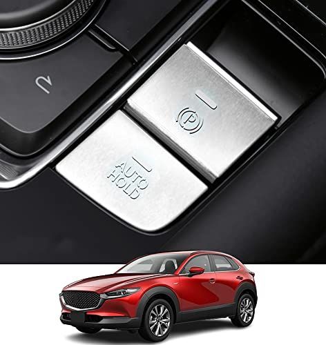 電子ハンドブレーキボタンカバートリムシルバー Kakash マツダアルミ合金電子ハンドブレーキボタンカバートリム 内装カスタムパーツ アクセサリーキズ防止防塵 取り付け簡単 車種設計2 pcs
