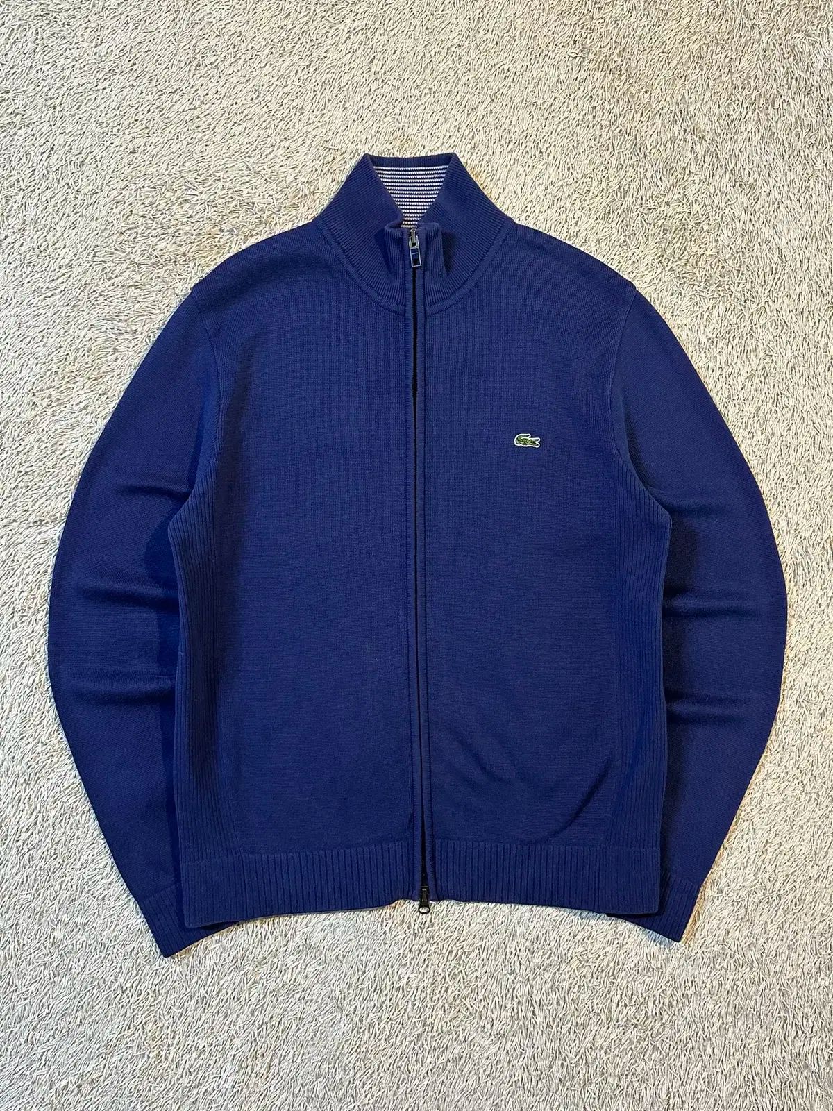 S LACOSTE ラコステ LACOSTE ツーウェイ コットン ニット セーター ジップアップ カーディガン 青