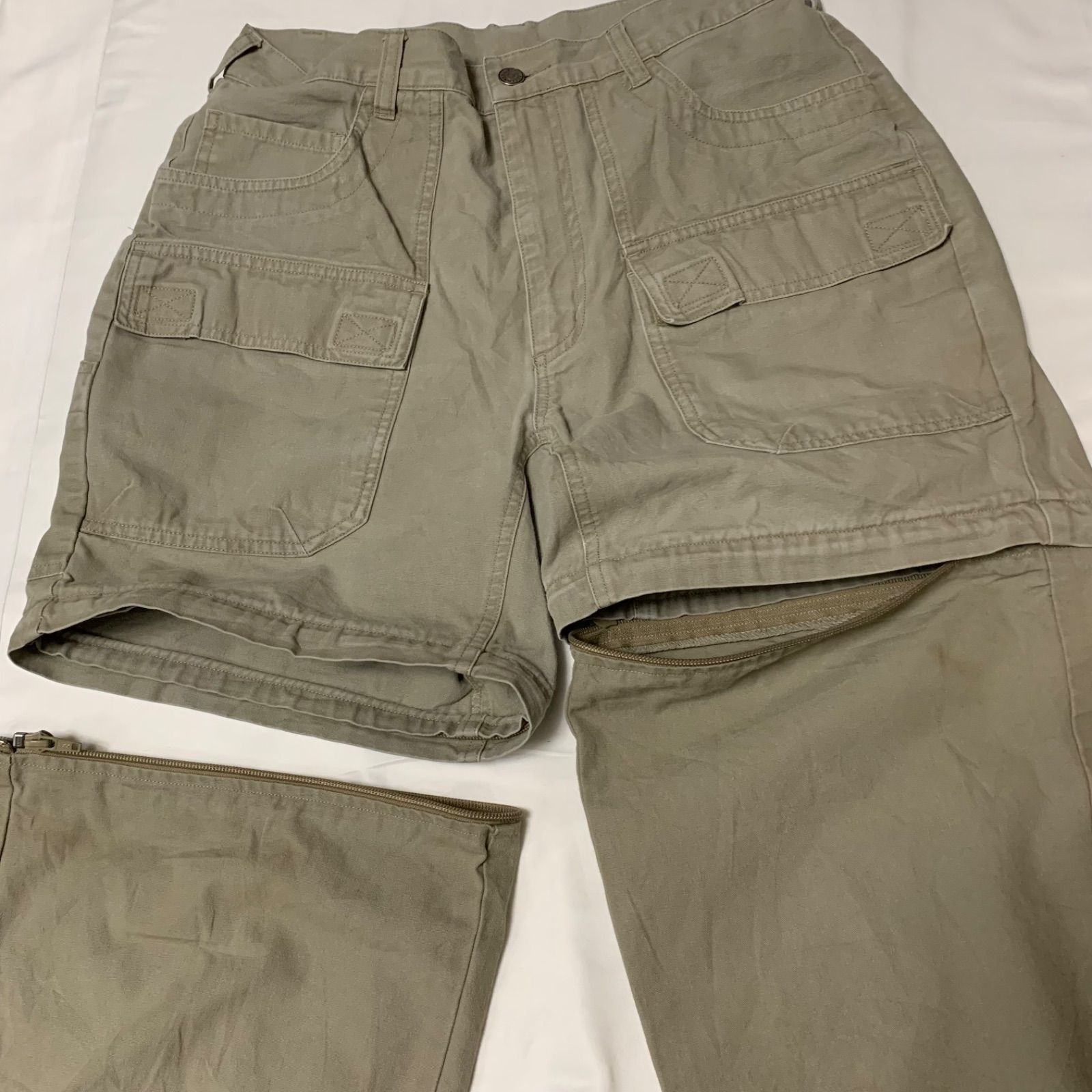 90-00s REI Detachable Cargo Pants アールイーアイ デタッチャブルパンツ カーゴパンツ ペインターパンツ ベージュ系  W31 香港製 2WAY マルチポケット Y2K テック系 アウトドア