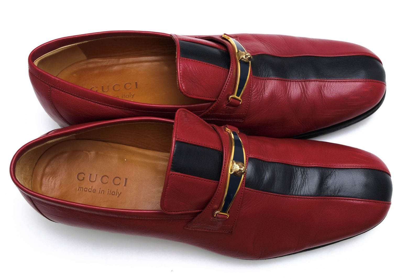 グッチ GUCCI スリッポン シューズ 靴 メンズ 男性 男性用 レザー 革 本革 レッド 赤 510104 Goatskin Feline Ginger Loafer レザーソール マッケイ製法