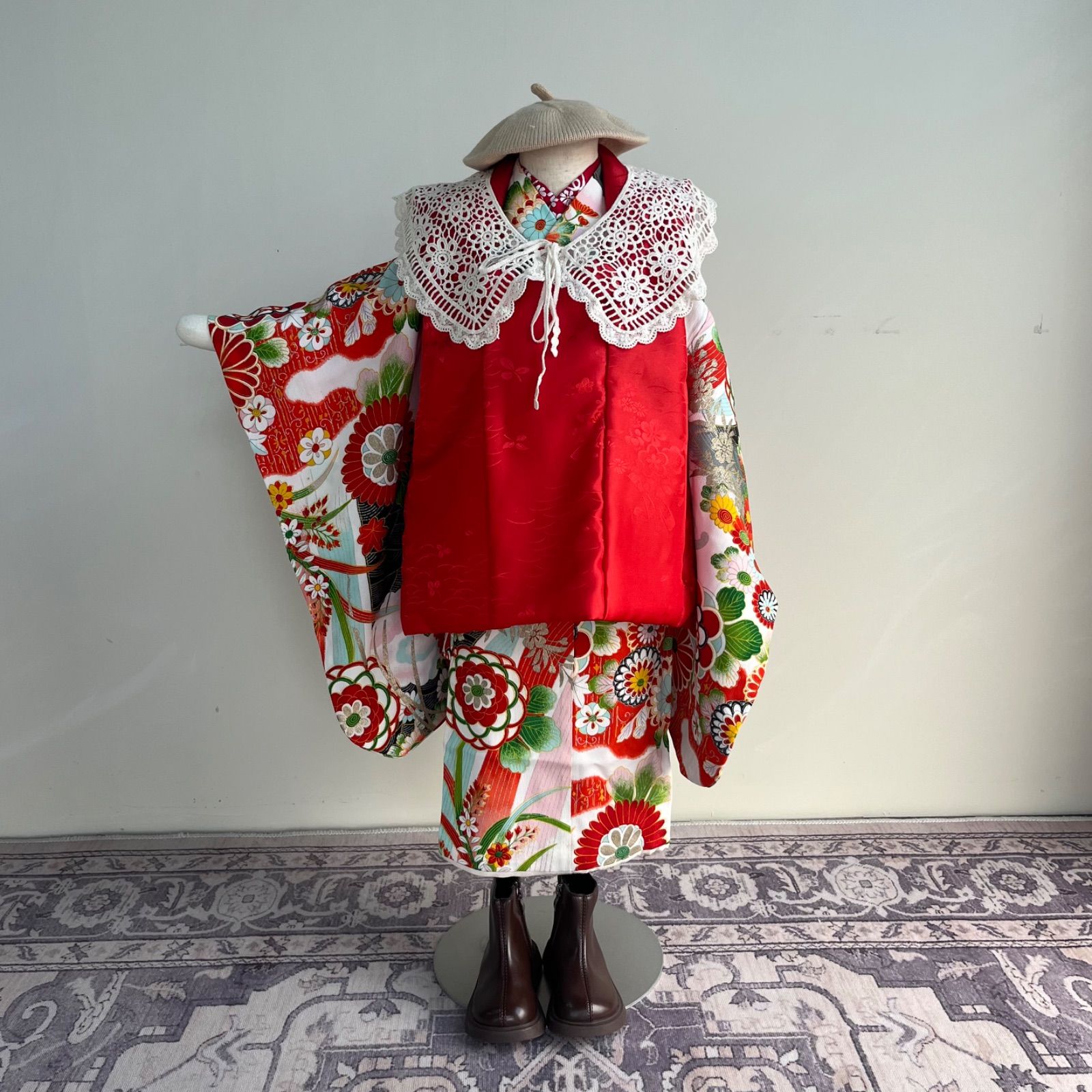 七五三3歳女の子着物・半襦袢・被布 セット 身長～100cm前後対応