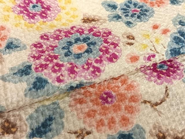 平和屋着物○上質な小紋 総絞り 草花文 正絹 逸品 未使用 AAAY6532zg  